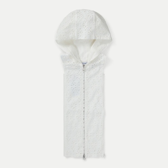 Veronica Beard Marlo Cotton Eyelet Hoodie Dickey Color White One Size NWT
